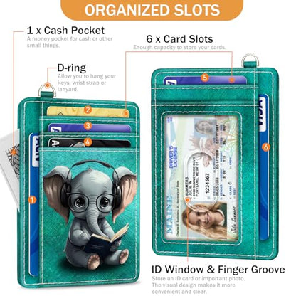 Yonlevres Elephant Credit Card Holder Slim RFID Wallet Women Small Cute - color: Elephant
