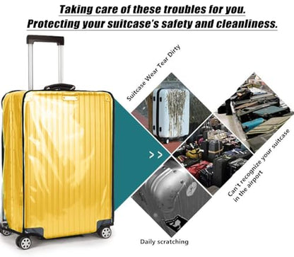 3-Piece Set (20/24/28 Inch) Clear Suitcase Cover (Black Trim) - color: Black Trim-0.2mm, size: 20/24/28" Suitcase Cover.
