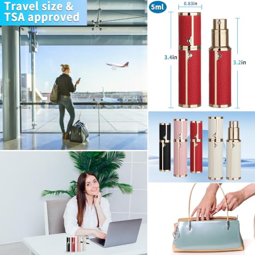 5ml Refillable Travel Perfume Atomizer Spray Bottle, Cologne Sprayer (Red) - color: Red