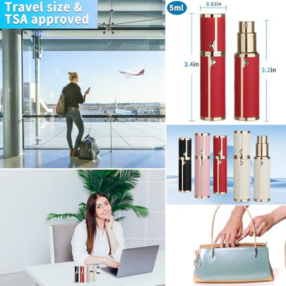 5ml Refillable Travel Perfume Atomizer Spray Bottle, Cologne Sprayer (Red) - color: Red