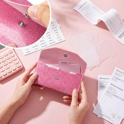 Frienda Cash Envelope Wallet Budget 8 Dividers, Pink, Glitter - color: Pink, style: Glitter