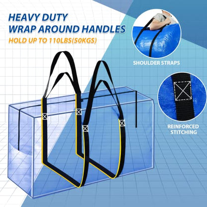 Extra Large Storage Bags, 98 Gallon XXL Jumbo Large Moving Bags Heavy Duty - color: Blue - 1 PACK, size: 56" X 27" X 15"