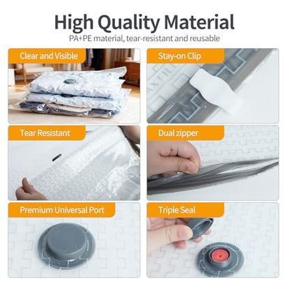 15 Pack Vacuum Storage Bags for Clothes with Pump, Vacuum Bags for Travel - size: 15 Pack Travel Size