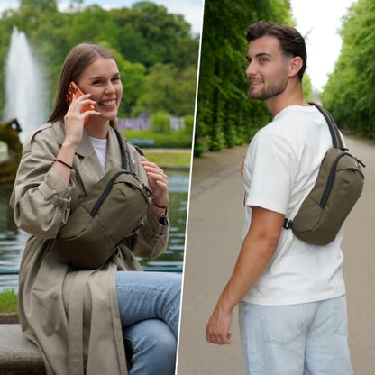Swissdigital Design Crossbody Bag for Men, RFID Blocking Sling Bag with Adjustable Strap Use - color: Olive