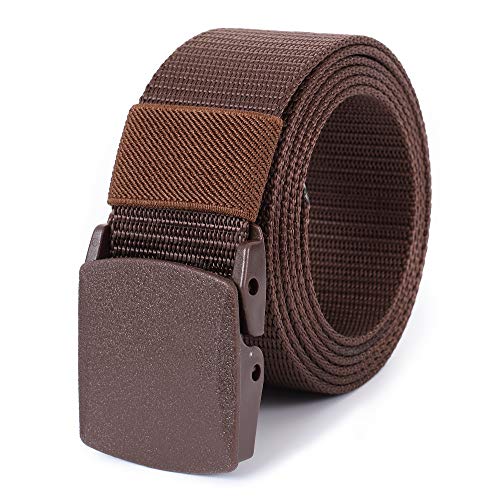 Mile High Life | Nylon Web Belt | Outdoor Military Belt | TSA Safe Buckle Plastic/Metal - color: Brown 510 Buckle