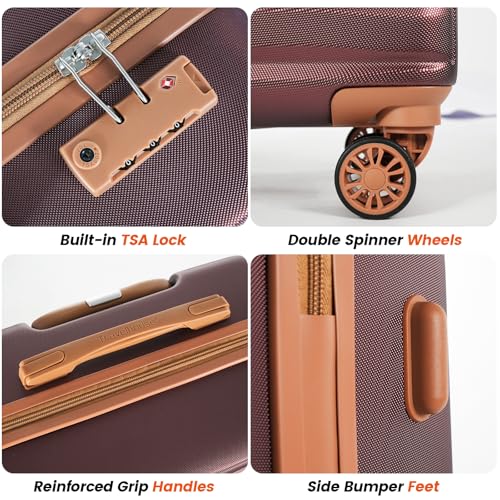 Travelhouse 10-Piece Hardshell Luggage Set with Spinner Wheels & TSA Lock - color: RED