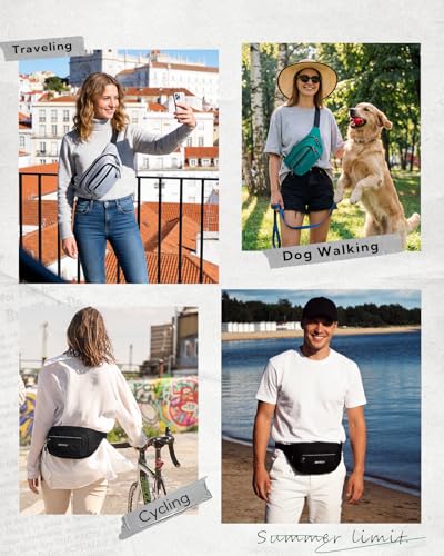 WATERFLY 3.5L RFID Fanny Pack: Anti-Theft 12" Extender Belt for Travel - color: Black