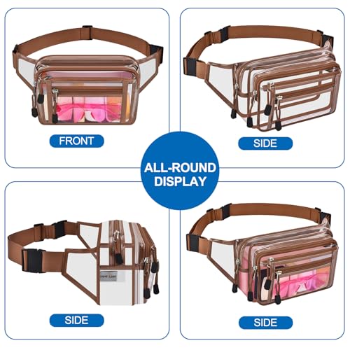 USPECLARE Clear Fanny Pack Stadium Approved Large Multi-Purpose Waist Bag - color: Coffee-Brown, style: 1-pack-pvc