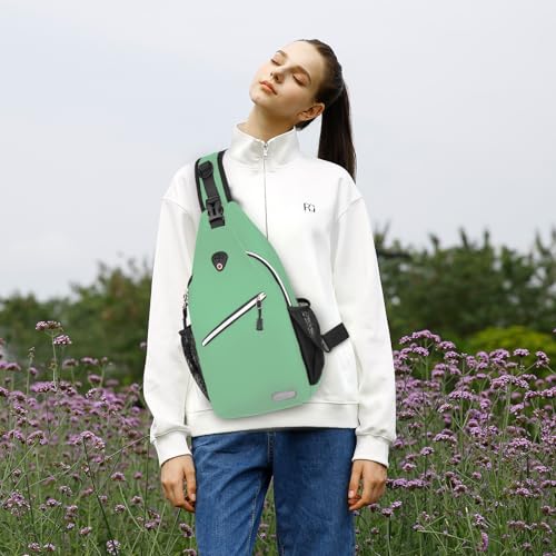 MOSISO Small Sling Bag for Men, Crossbody Shoulder Chest Daypack Bag - color: Wllow Green