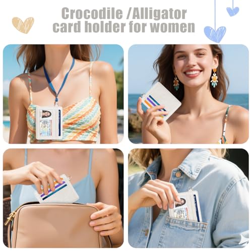 Slim Credit Card Holder Crocodile Wallet Women Thin Wallets - color: A Beige