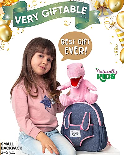 Naturally KIDS Toddler Backpack w. Plush Pink Dinosaur Toy, Kids Gift 2-5 - color: 02 Dinosaur Pink, size: Small