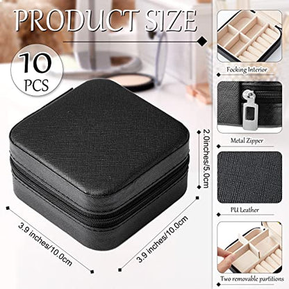 Bucherry 10 Pcs Mini Travel Jewelry Case with Mirror - color: Black