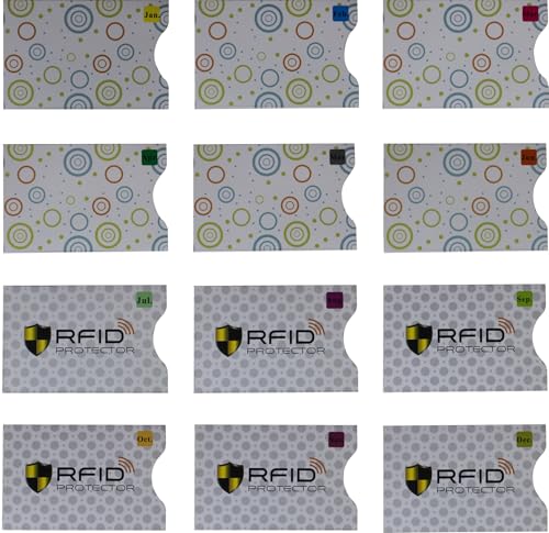 12 Pack RFID Blocking Sleeves Polka Dots Credit Card Sleeve Protector Identity Theft Protection Secure Card Holders Slim Design Fits Wallet/Purse (Mix) - color: Mix-12 Pcs