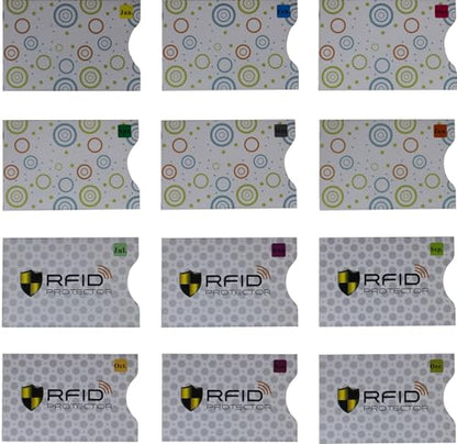 12 Pack RFID Blocking Sleeves Polka Dots Credit Card Sleeve Protector Identity Theft Protection Secure Card Holders Slim Design Fits Wallet/Purse (Mix) - color: Mix-12 Pcs