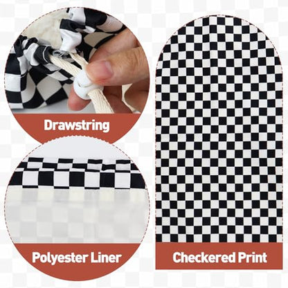 Laundry Bag Backpack for Dorm & Travel, 29 x 18" Large Dirty Bag - color: Black White Checkered