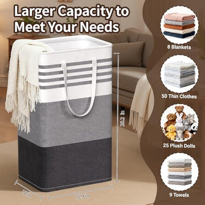 WOWBOX 2 Pack Laundry Baskets, Collapsible Dirty Clothes Laundry Hampers - color: Grey, size: 88L