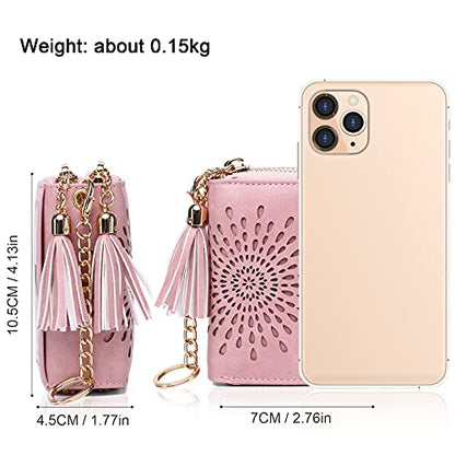 APHISON RFID Credit Card Holder Zipper Card Case Keychain Small Wallet for Women 1942-2 PINK - color: B-PINK-2（double zip）