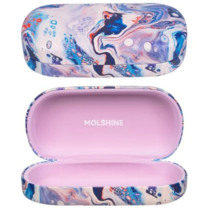 molshine Hard Shell Sunglasses Case,Classic Large Glasses Case for Women Men,Sunglass Eyeglasses - color: Ocean