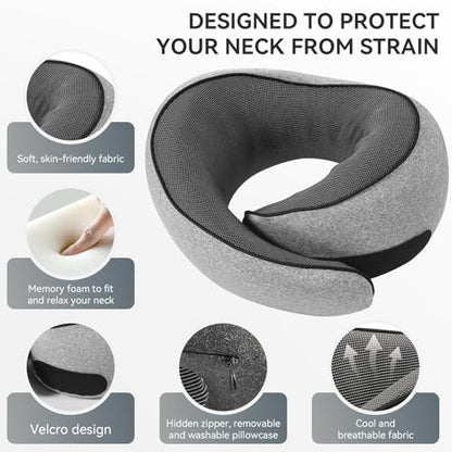 SZXYX Travel Pillows - 100% Pure Memory Foam Neck Pillow for Airplanes
