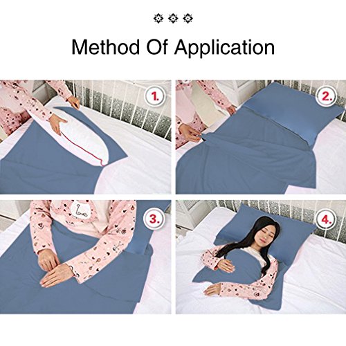 Sleeping Bag Liner All-Season Travel Sleep Sack for Adults - color: Blue, size: 83x46"