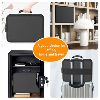 DocSafe 5200°F Fireproof Document Organizer Box with Lock, Heat Insulated - color: Black, size: 15"x11"x4.1"