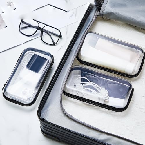 Hoolerry 3 Pcs Clear Hard Zipper Case Plastic Zipper Pouch, Black, S - color: Black, size: S