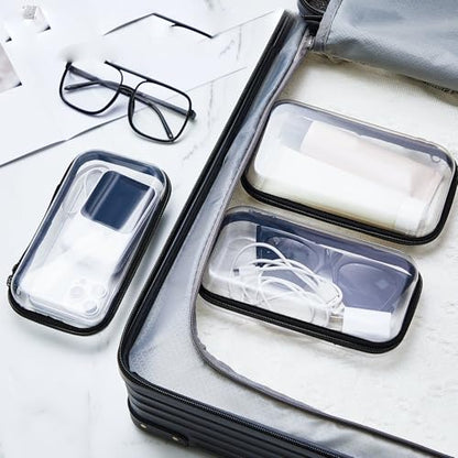 Hoolerry 3 Pcs Clear Hard Zipper Case Plastic Zipper Pouch, Black, S - color: Black, size: S