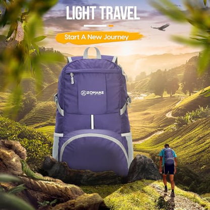 ZOMAKE Lightweight Packable Backpack 35L, Water Resistant Foldable Day Pack - color: C-purple
