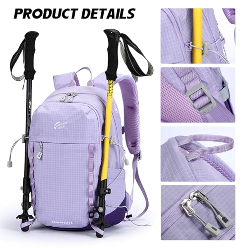 Eslcorri 22L Light Hiking Backpack Daypack with Trekking Pole Holder - Pink - color: 23l-pink