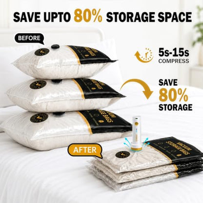 16 Pack Vacuum Storage Bags with Electric Pump for Clothing, Home & Travel