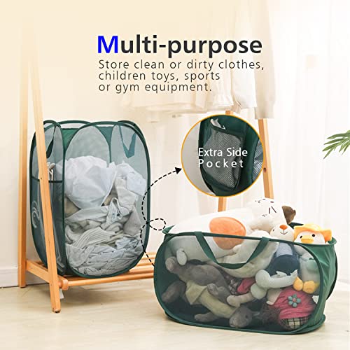 Sturdy Mesh Laundry Hamper Basket Bag,collapsible Pop up for Laundry Room - color: Grey, size: Pop Vertical