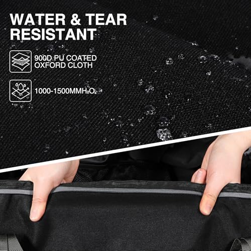 REDCAMP 85L/120L/140L Foldable Duffle Bag with Wheels, Large Travel Duffel Bag - color: 140L Black with Blue Elastic Straps