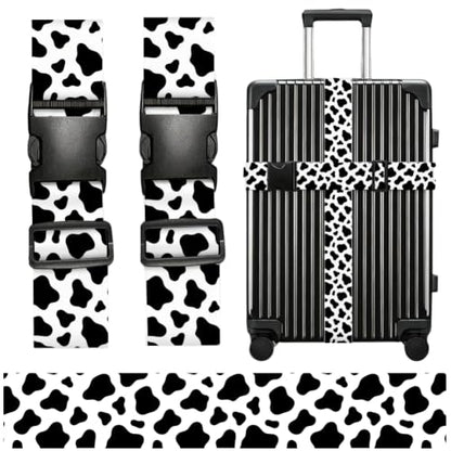 2Pcs Cow Print Luggage Straps for Suitcases 23.6-35.4 Inch - color: Cow Print