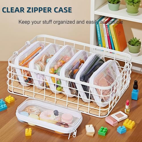 Thickened Clear Hard Shell Zipper Case,Professional-Grade Plastic Clear Zipper Pencil Case, Toiletry Pouch, Travel Organizer, Cosmetic Bag, Toy Storage Bins (2PCS-S) - color: 2PCS-S
