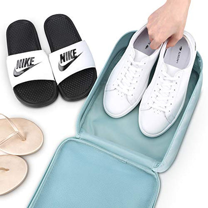 Mossio Shoe Bag Holds 3 Pair of Shoes for Travel and Daily Use Storage Pouch - color: Blue Flower