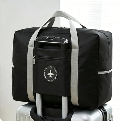 Lightweight Travel Duffel Bag, Foldable Carry on Weekender Overnight - color: Black