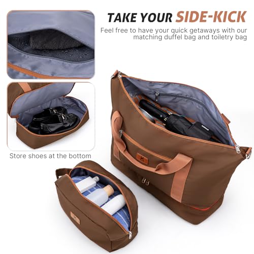 KUNEL Luggage Sets 5 Pcs suitcases with Wheels, 20/24/28Inch, Brown - color: Brown