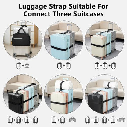 5 Packs Luggage Straps for Suitcases, Connect Up to 4 Suitcases ＆ Add a Bag - color: Black-5