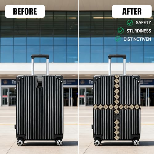 Nuxovilar Luggage Straps Set for Suitcase 1.96x90.5in Polyester - color: LU13496, size: 1.96"x90.5"