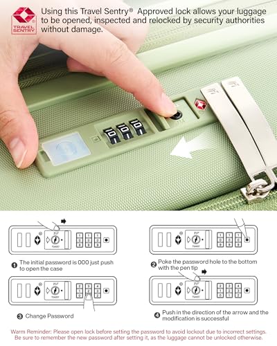 Hanke Top Opening 28" Large Luggage Expandable Hard Shell Bamboo Green - color: Bamboo Green, size: 28 Inch EXT
