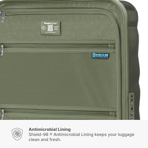 Traveler's Choice Edinburgh II Hardside Spinner Luggage, TSA Lock, Green, 2 Piece Set (21/29) - color: Green, size: 2 Piece Set (21/29)