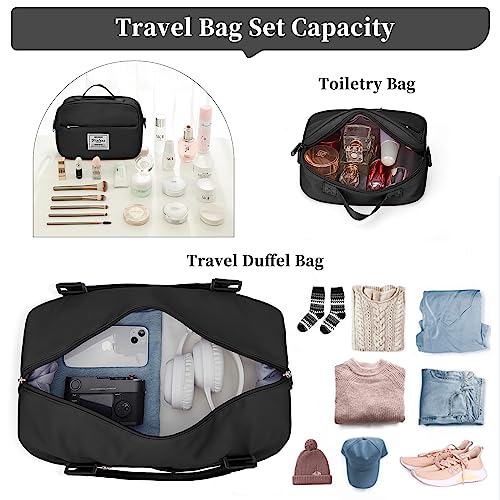 Weekender Bags for Women, Personal Item Travel Bag with Shoes Compartment - color: Black, size: Large