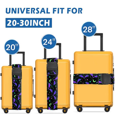 Luggage Straps for Suitcases Travel Belt Accessories, Cute Suitcase Strap, Adjustable Luggage Belt Strap, Heavy Duty with Quick-Release Buckle Luggage Strap Bats Stars - color: Bats Stars