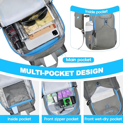 Seektop 15L Foldable Lightweight Hiking Backpack for Men and Women - color: Gray