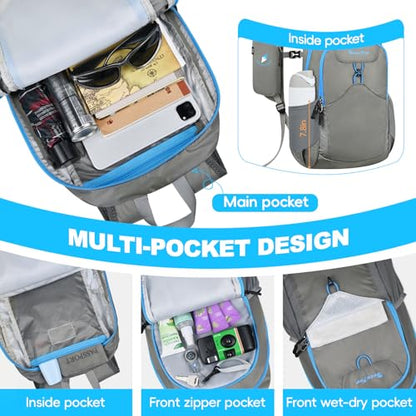 Seektop 15L Foldable Lightweight Hiking Backpack for Men and Women - color: Gray