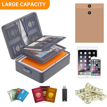 DocSafe 5200°F Fireproof Document Organizer Box with Lock, Gray (Soft) - color: Gray, size: 15"x11"x4.1"