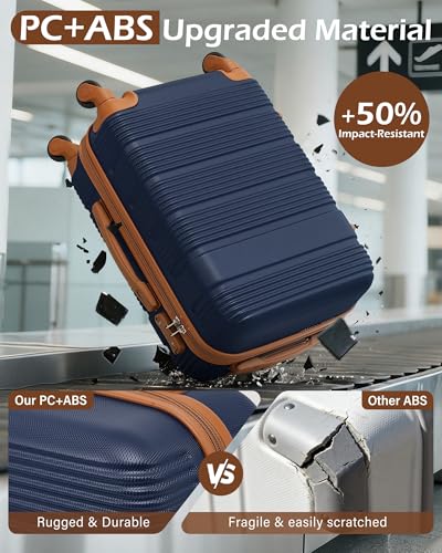 LONG VACATION Luggage Sets with Spinner Wheels, Suitcase Set 6 Piece - color: NAVY, size: 6 piece set