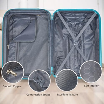 LARVENDER Luggage Sets 5 Piece, PC+ABS Expandable Suitcases with Wheels - color: Cotton Candy, size: 5 Piece Set (20/24/28/DB/TB)