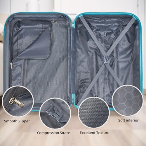 LARVENDER Luggage Sets 5 Piece, PC+ABS Expandable Suitcases with Wheels - color: Cotton Candy, size: 5 Piece Set (20/24/28/DB/TB)