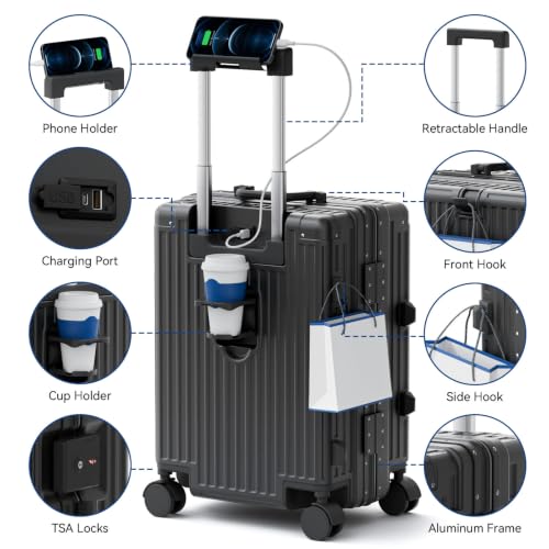 Carry On Luggage, Zipperless Aluminum Frame Suitcase, Gray, 20 in - color: grey, size: 20in